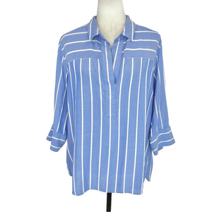 Olsen blue embroidery striped shirt